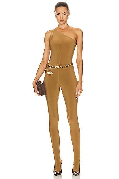 Norma Kamali One Shoulder Catsuit In Woods