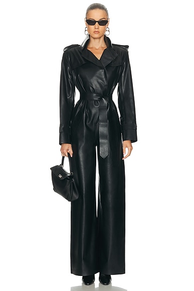 Double Breasted Trench Straight Leg Jumpsuit