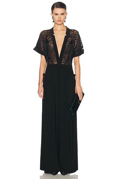 Norma Kamali Geralyn Short Sleeve Jumpsuit in Black