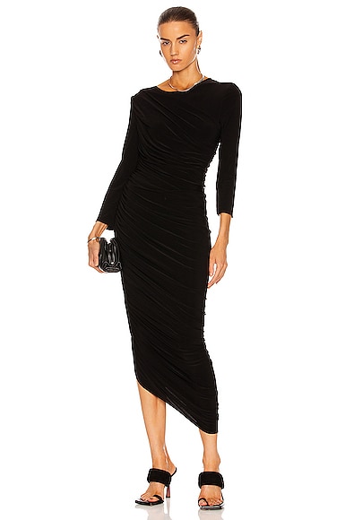 Norma Kamali Long Sleeve Diana Gown in Black