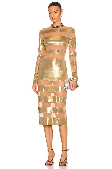 Norma Kamali Spliced Dress in Gold | FWRD