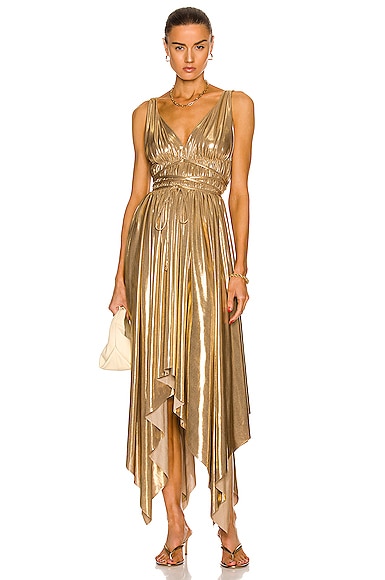 Norma Kamali Goddess Dress in Gold | FWRD