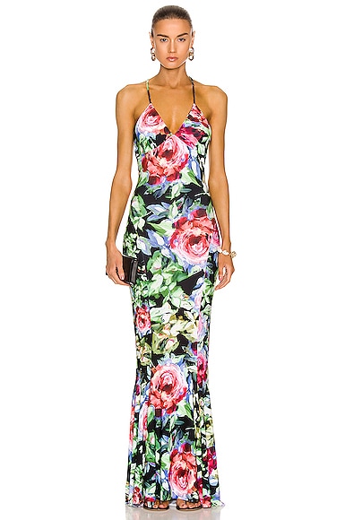 NORMA KAMALI LOW BACK SLIP MERMAID FISHTAIL GOWN