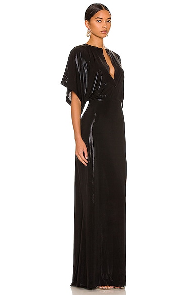 Shop Norma Kamali Obie Gown In Black Lame
