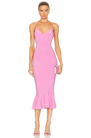 Norma Kamali Slip Fishtail Dress in Candy Pink