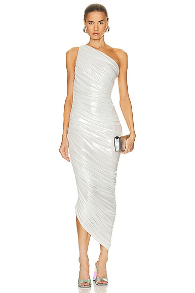 Norma Kamali Diana One Shoulder Gown In Pearl