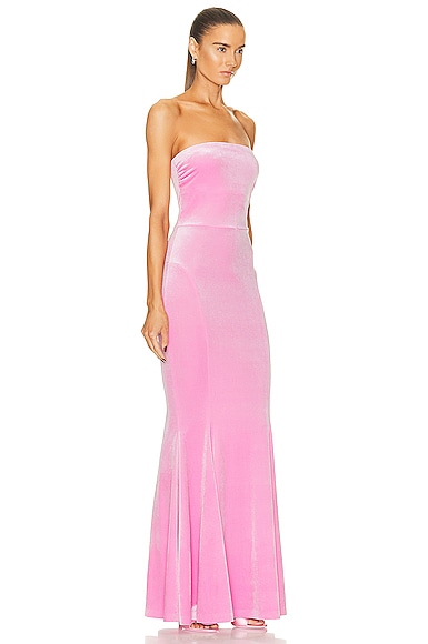 Shop Norma Kamali Strapless Fishtail Gown In Candy Pink
