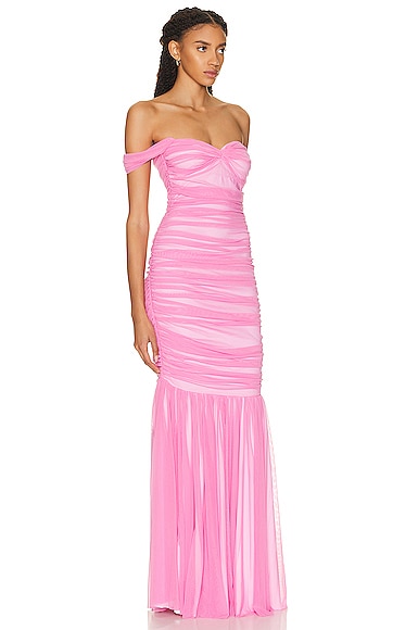 Shop Norma Kamali Walter Fishtail Gown In Candy Pink