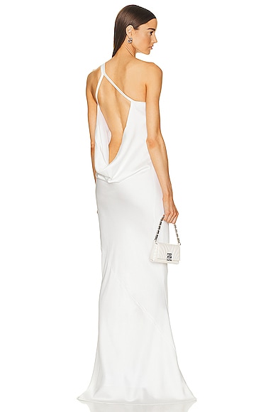 Shop Norma Kamali One Shoulder Bias Gown In Snow White