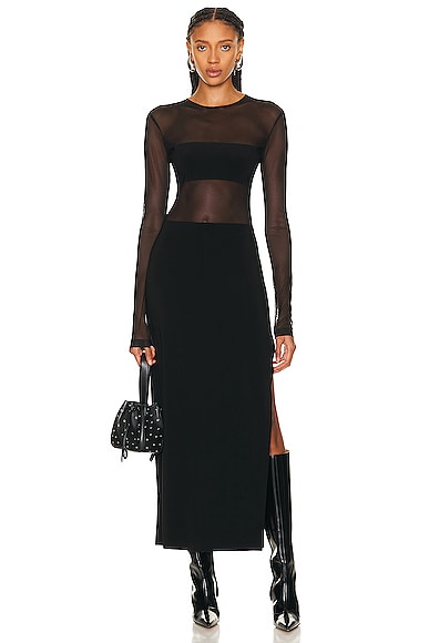 Shop Norma Kamali Dash Side Slit Gown In Black