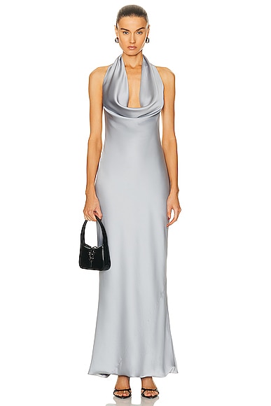 Embellished jersey gown in silver - The Sei
