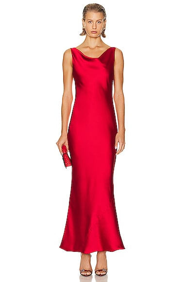 Norma Kamali Maria Gown in Tiger Red