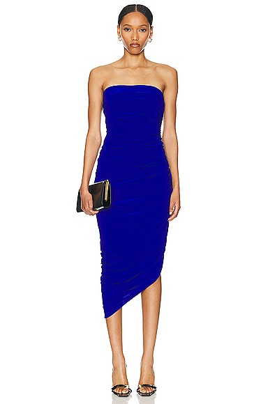 Norma Kamali Strapless Diana Dress in Electric Blue