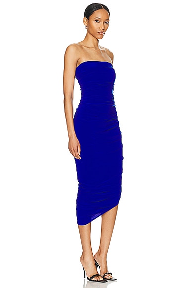 Shop Norma Kamali Strapless Diana Dress In Electric Blue