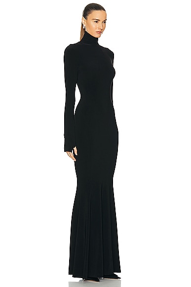 Norma Kamali Turtleneck Jersey Gown In Black