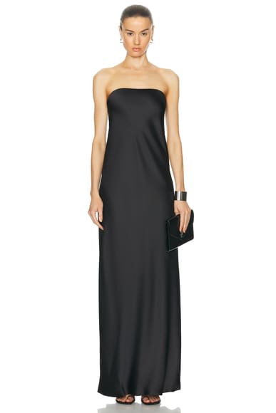 Shop Norma Kamali Bias Strapless Gown In Black