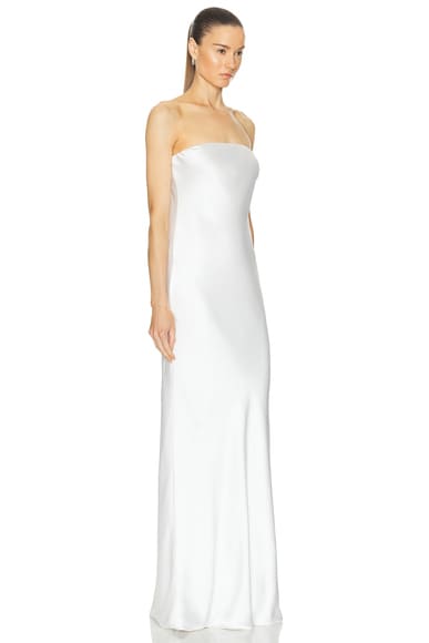 Shop Norma Kamali Bias Strapless Gown In Snow White