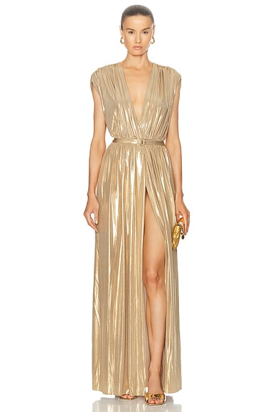 Shop Norma Kamali Athena Gown In Gold