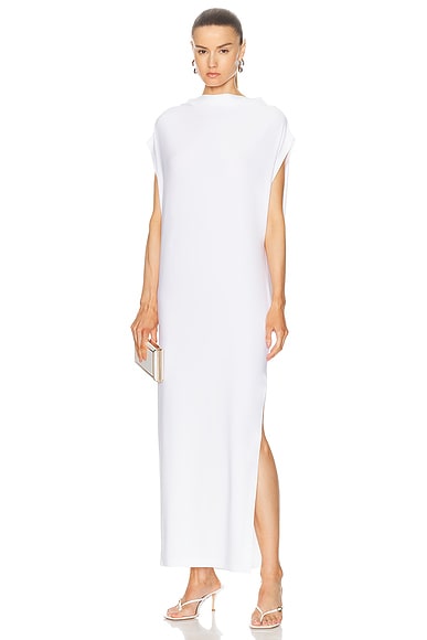 Norma Kamali Sleeveless All in One Side Slit Gown in Snow White