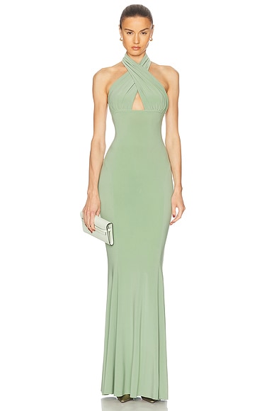 Cross Halter Fishtail Gown