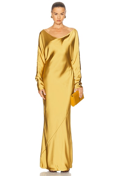 Norma Kamali Dolman Maria Gown in Asparagus