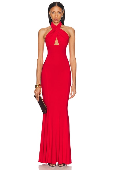 Cross Halter Fishtail Gown