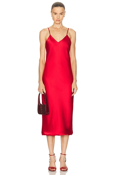 Norma Kamali Bias Slip Midcalf Dress in Tiger Red
