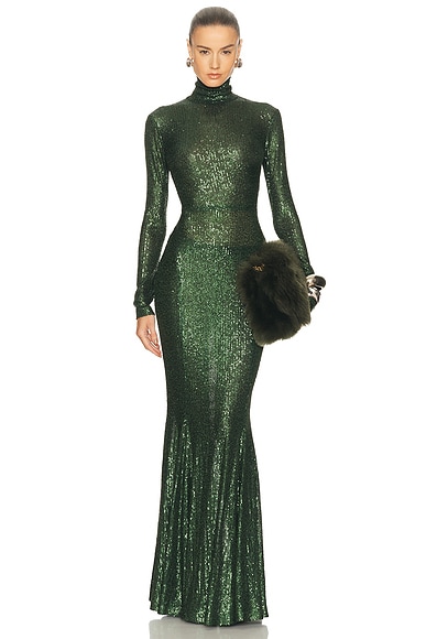 Long Sleeve Turtleneck Fishtail Gown