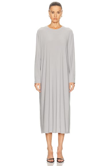 Norma Kamali Oversized Long Sleeve Midcalf Dress in Grey