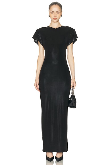 Cap Sleeve Shoulder Pad Long Dress