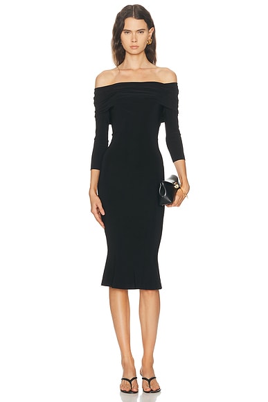 3/4 Sleeve Cowl Neck Fishtail Dress