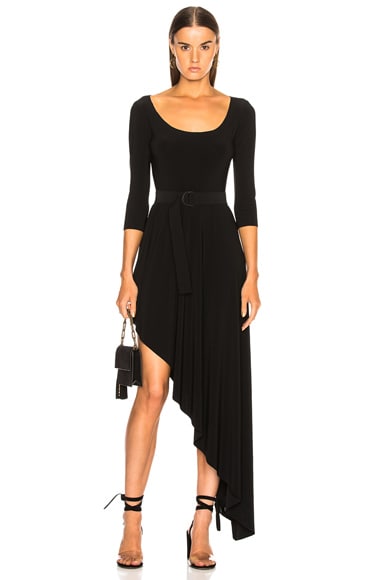 Norma Kamali Reversible Diagonal Flared Dress in Black | FWRD