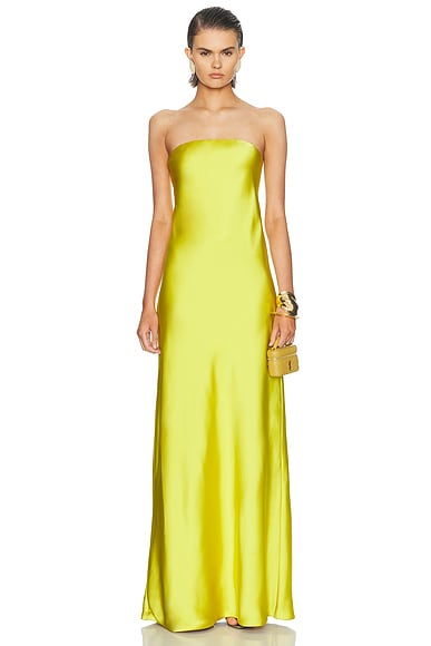 Norma Kamali Bias Strapless Gown in Serene Yellow