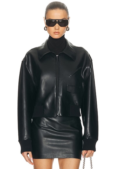 Norma Kamali Zip Front Classic Cropped Jacket in Black
