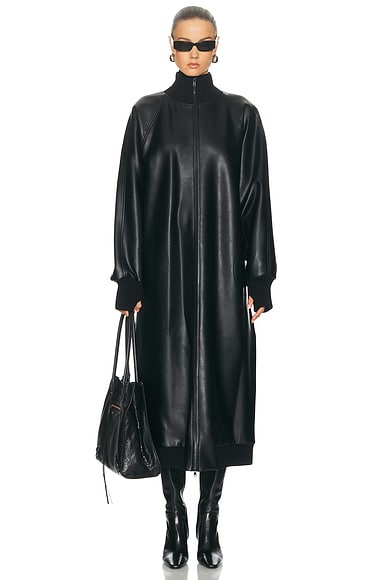 Norma Kamali Oversized Turtleneck Bomber Jacket in Black