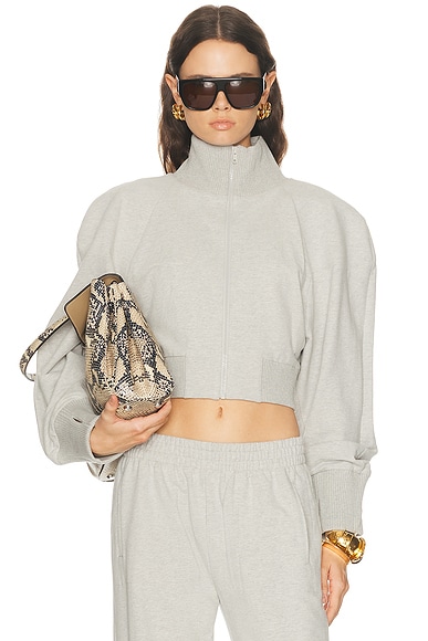Norma Kamali Oversized Turtle Bomber Jacket in Light Heather Grey