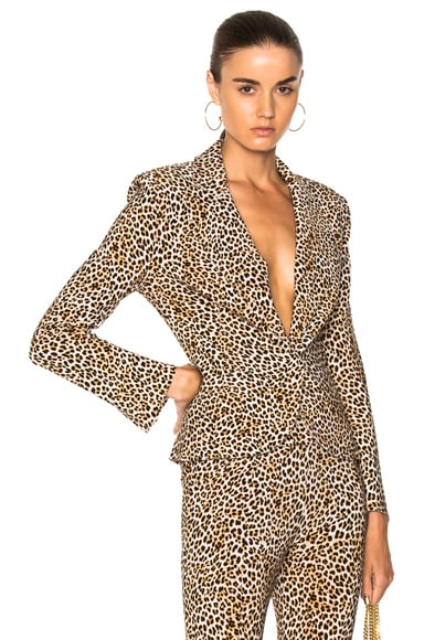 Norma Kamali Short Single Breasted Jacket in Leopard | FWRD
