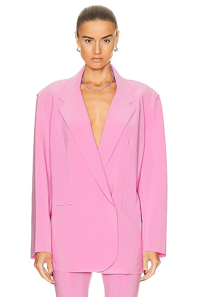 Norma Kamali Oversized Double Breasted Jacket In Candy Pink