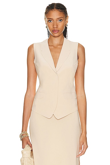 Norma Kamali Waistcoat With Lapel In Con Leche