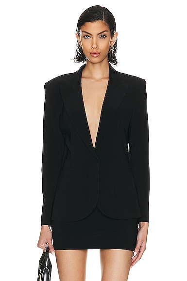 Norma Kamali Classic Single Breasted Jacket in Black
