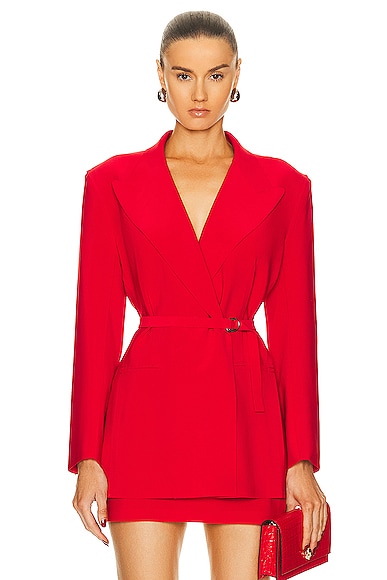 Norma Kamali Classic Double Breasted Jacket in Tiger Red