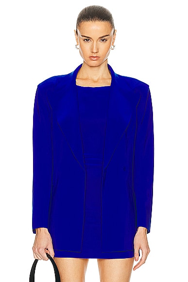 Norma Kamali Classic Double Breasted Jacket in Electric Blue