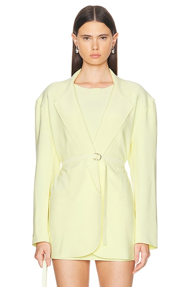 Shop Norma Kamali Oversized Single Breasted Jacket In Butter Yellow