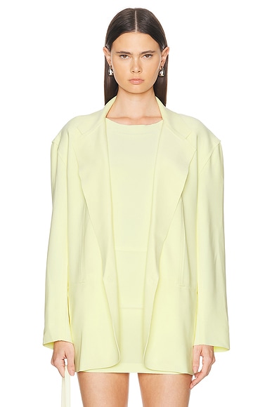 Shop Norma Kamali Oversized Single Breasted Jacket In Butter Yellow