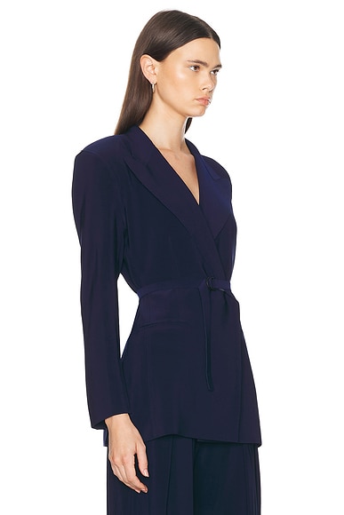 Shop Norma Kamali Classic Double Breasted Jacket In True Navy