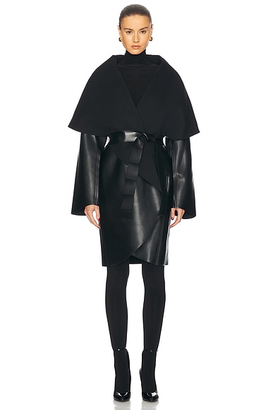 Norma Kamali Reversible Shawl Collar Coat in Black