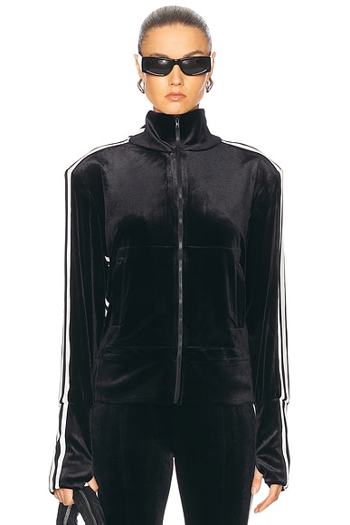 Norma Kamali Side Stripe Turtleneck Jacket in Black & Offset Stripe