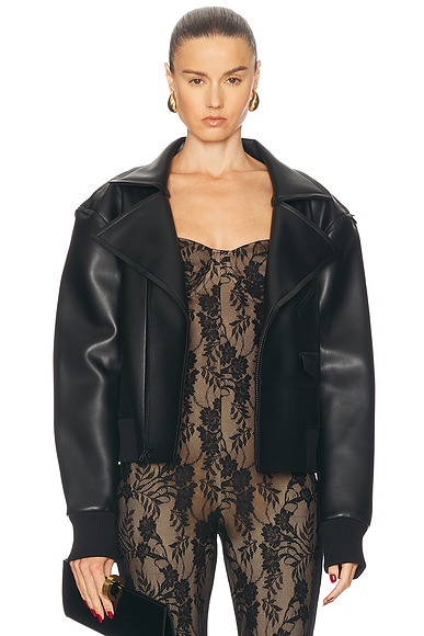 Norma Kamali Mini Moto Jacket in Black