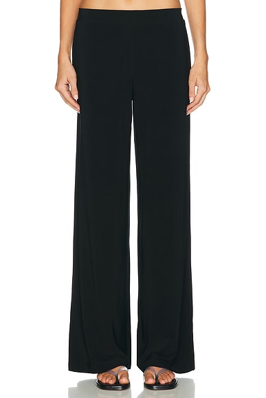 Norma Kamali Flat Front Wide Pant in Black