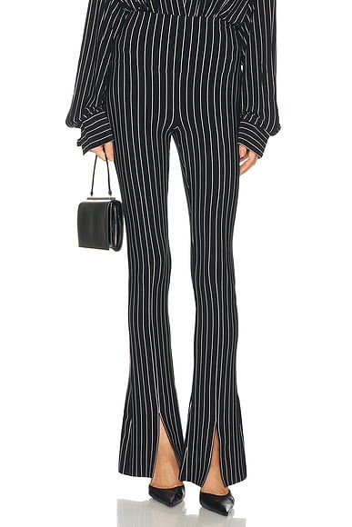 Norma Kamali Spat Legging in Black & White Refined Pinstripe
